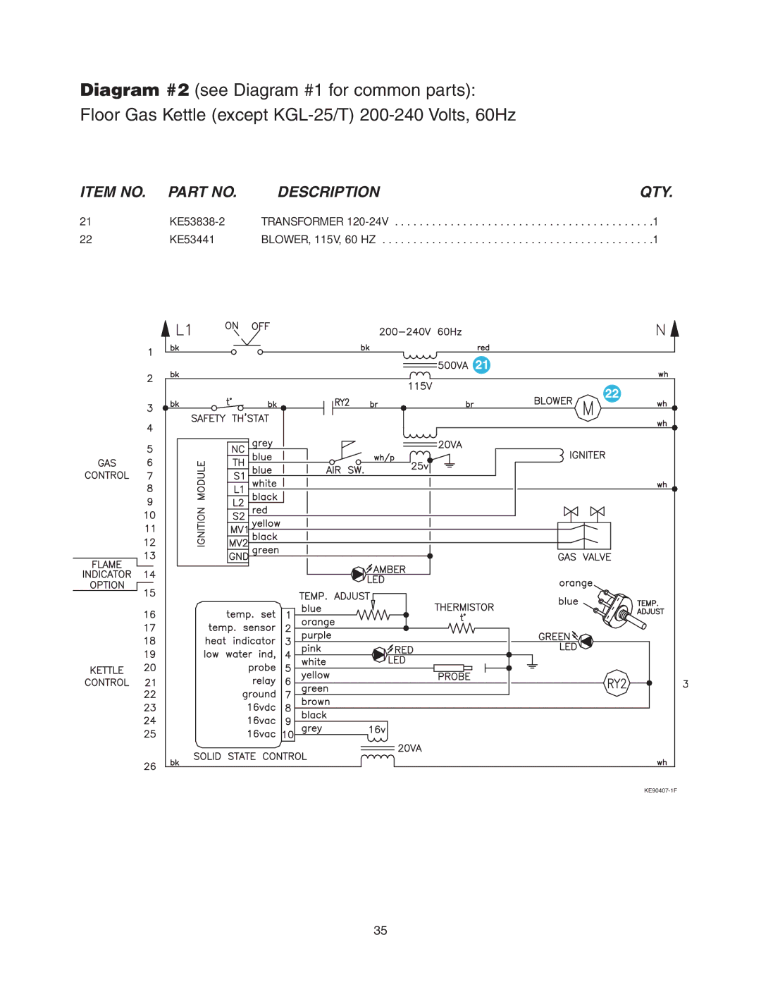 Cleveland Range KGL-40-TSH, KGL-40, KGL-40-T, KGL-40SH, KGL-80-T, KGL-40-SH, KGL-100, KGL-40-T manual KE53838-2 