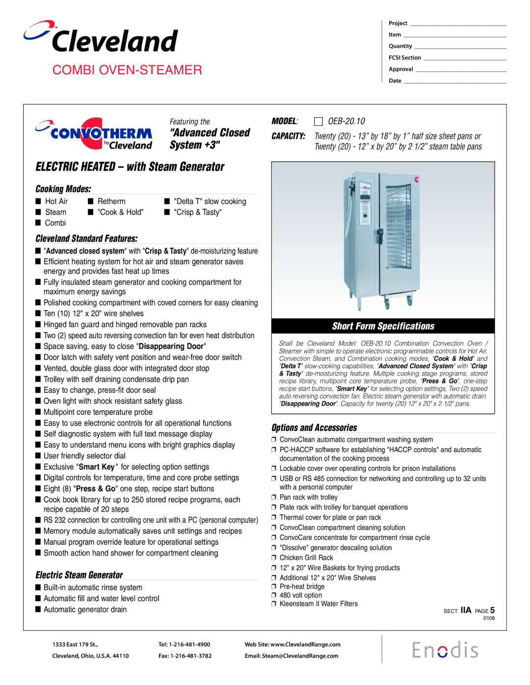 Cleveland Range OEB-20.10 specifications Electric Steam Generator, Options and Accessories, Kleensteam II Water Filters 