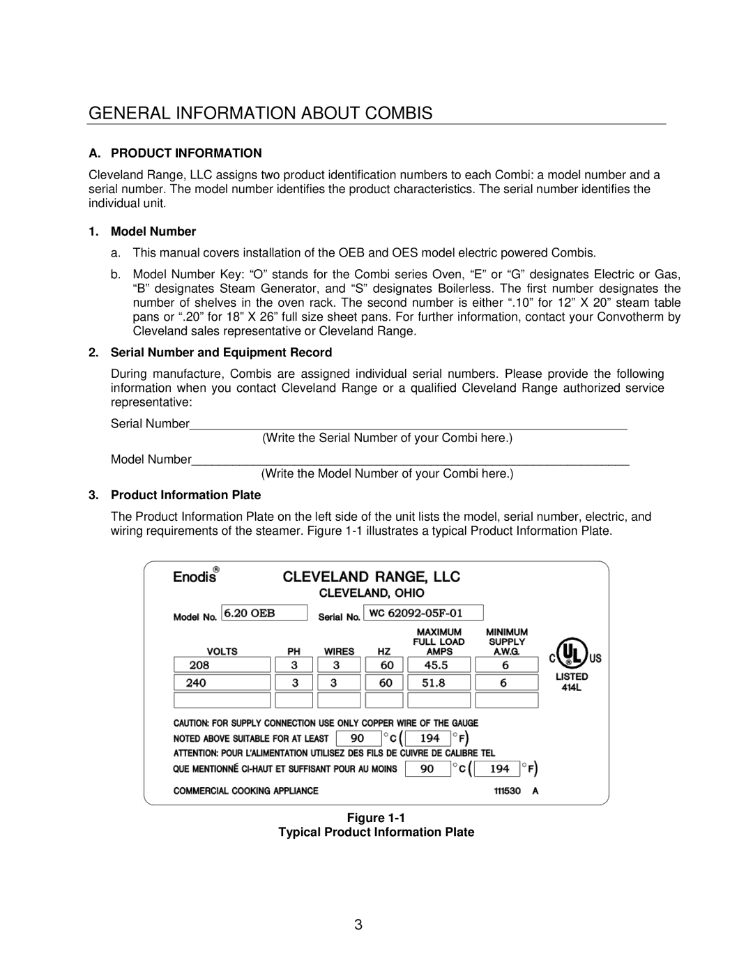 Cleveland Range OES-20.20, OEB-20.20 manual General Information about Combis 