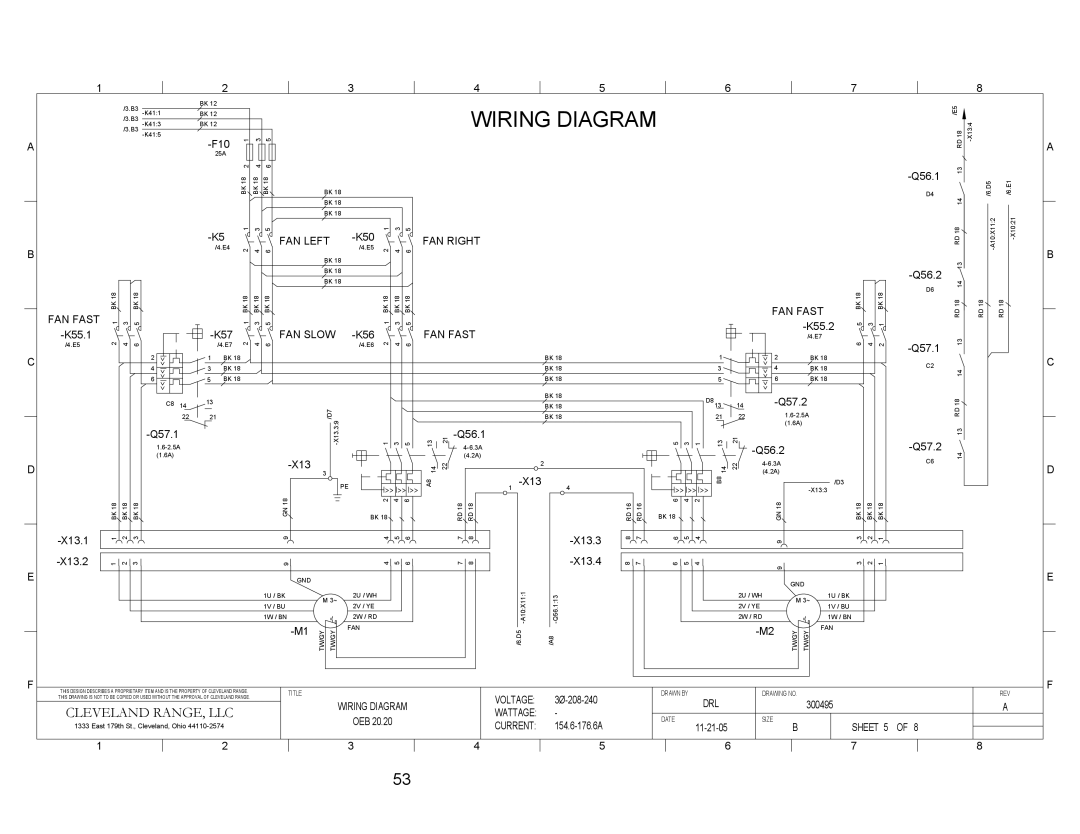 Cleveland Range OES-20.20 manual F10, K55.1 Q57.1, Q56.1 X13, K55.2 Q57.2, Q56.2 Q57.1 Q57.2 X13.1, X13.3 X13.4 