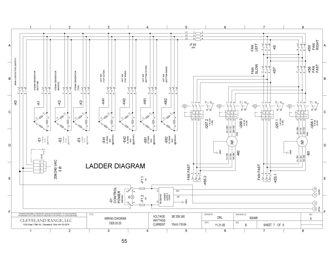 Cleveland Range OES-20.20, OEB-20.20 manual K41 K42 K61 K62 Q57.2, Q56, E42, 1F1, 2F1 