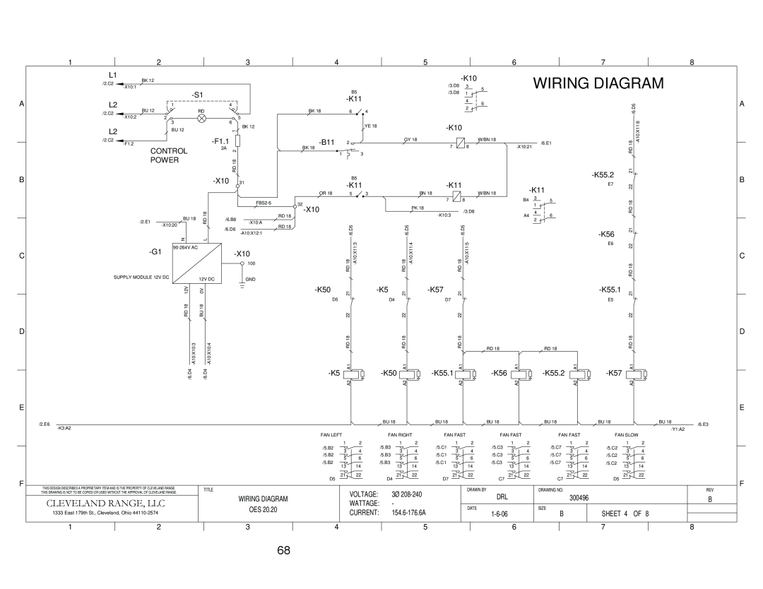Cleveland Range OEB-20.20, OES-20.20 manual Wiring Diagram, 123 L1 