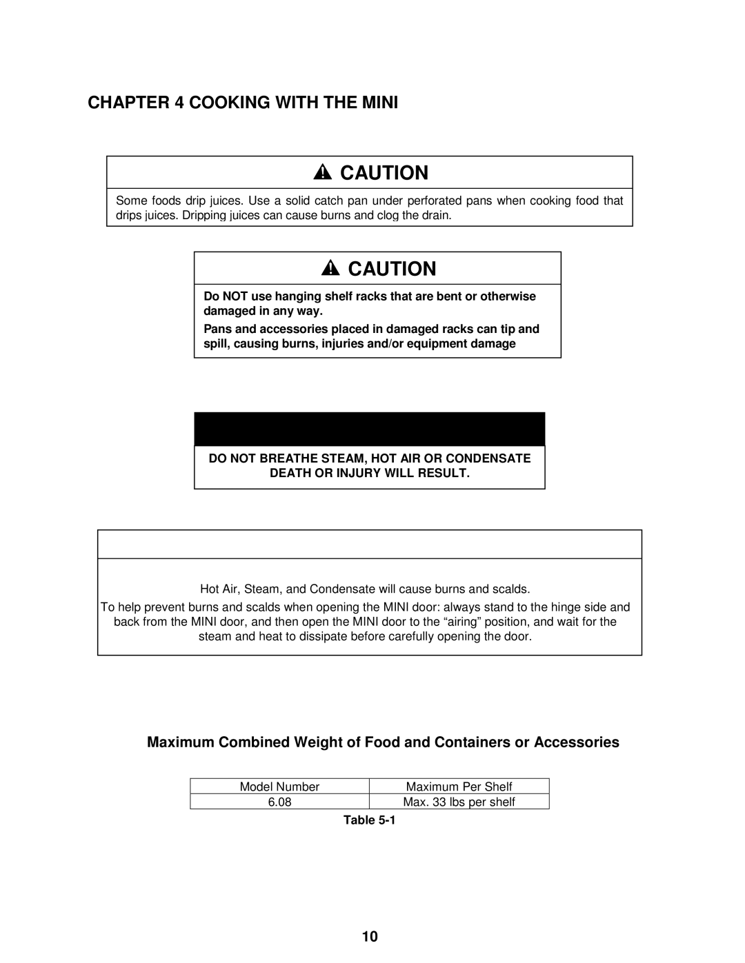 Cleveland Range OES-6.08 manual Cooking with the Mini 