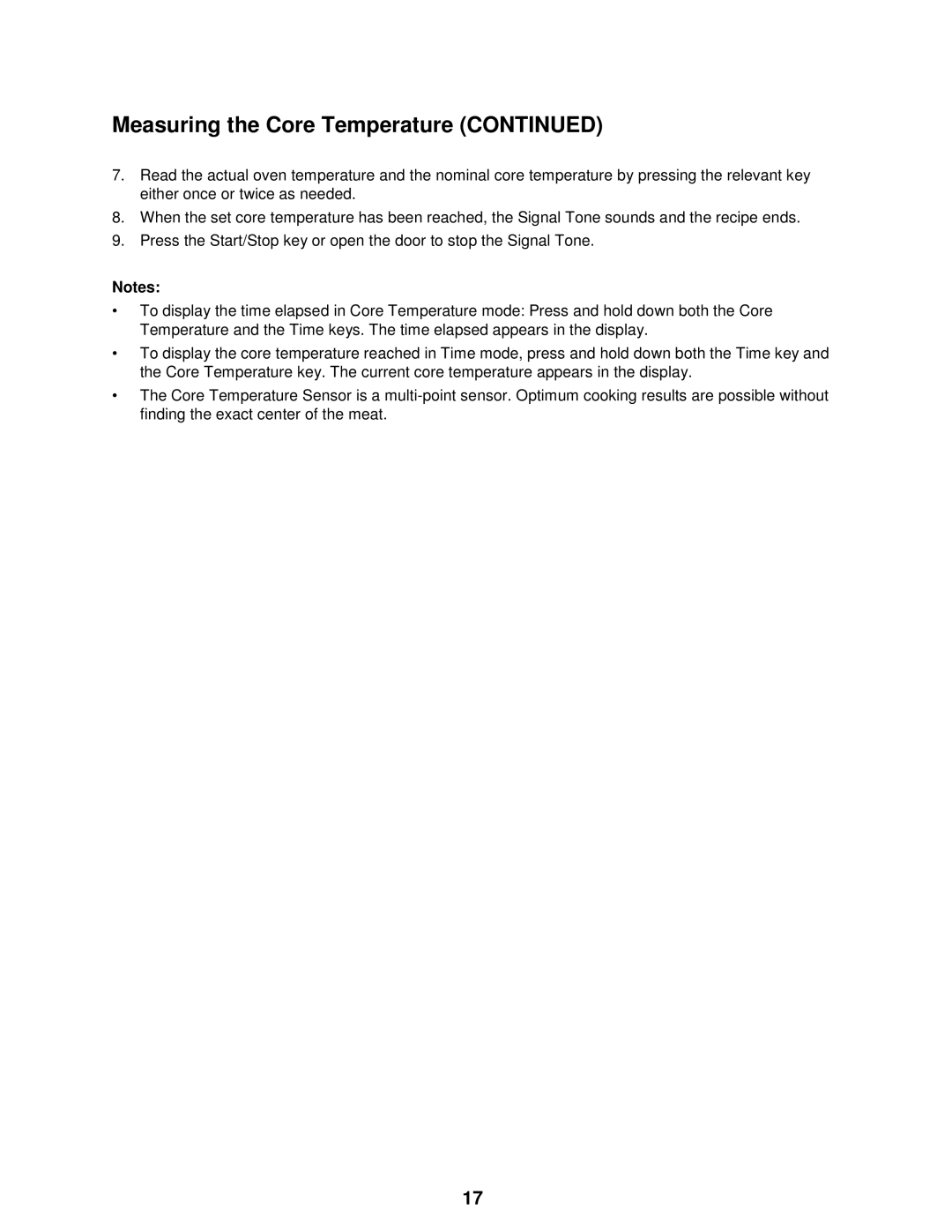 Cleveland Range OES-6.08 manual Measuring the Core Temperature 