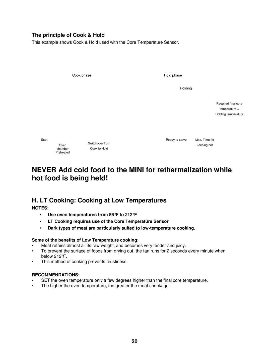 Cleveland Range OES-6.08 manual LT Cooking Cooking at Low Temperatures, Principle of Cook & Hold 