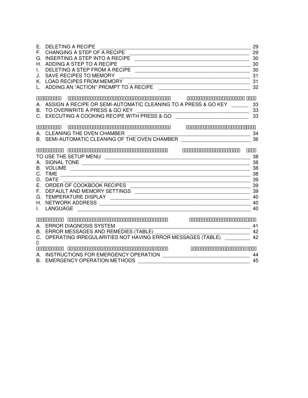 Cleveland Range OES-6.08 manual AT the END of the DAY or Shift, Mini Setup, Troubleshooting, Emergency Operation 