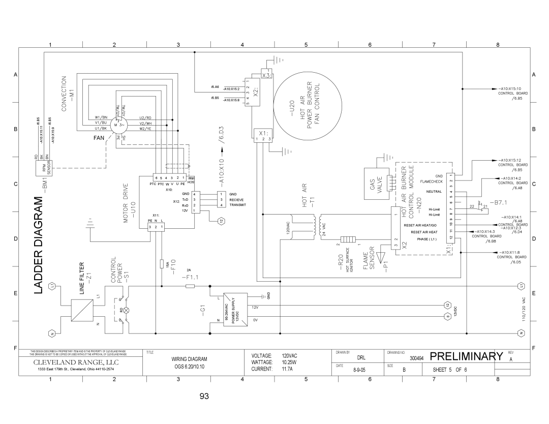 Cleveland Range OGB-6.20, OGS-6.20, OGS-10.10, OGB-10.10 manual Ladder Diagram 