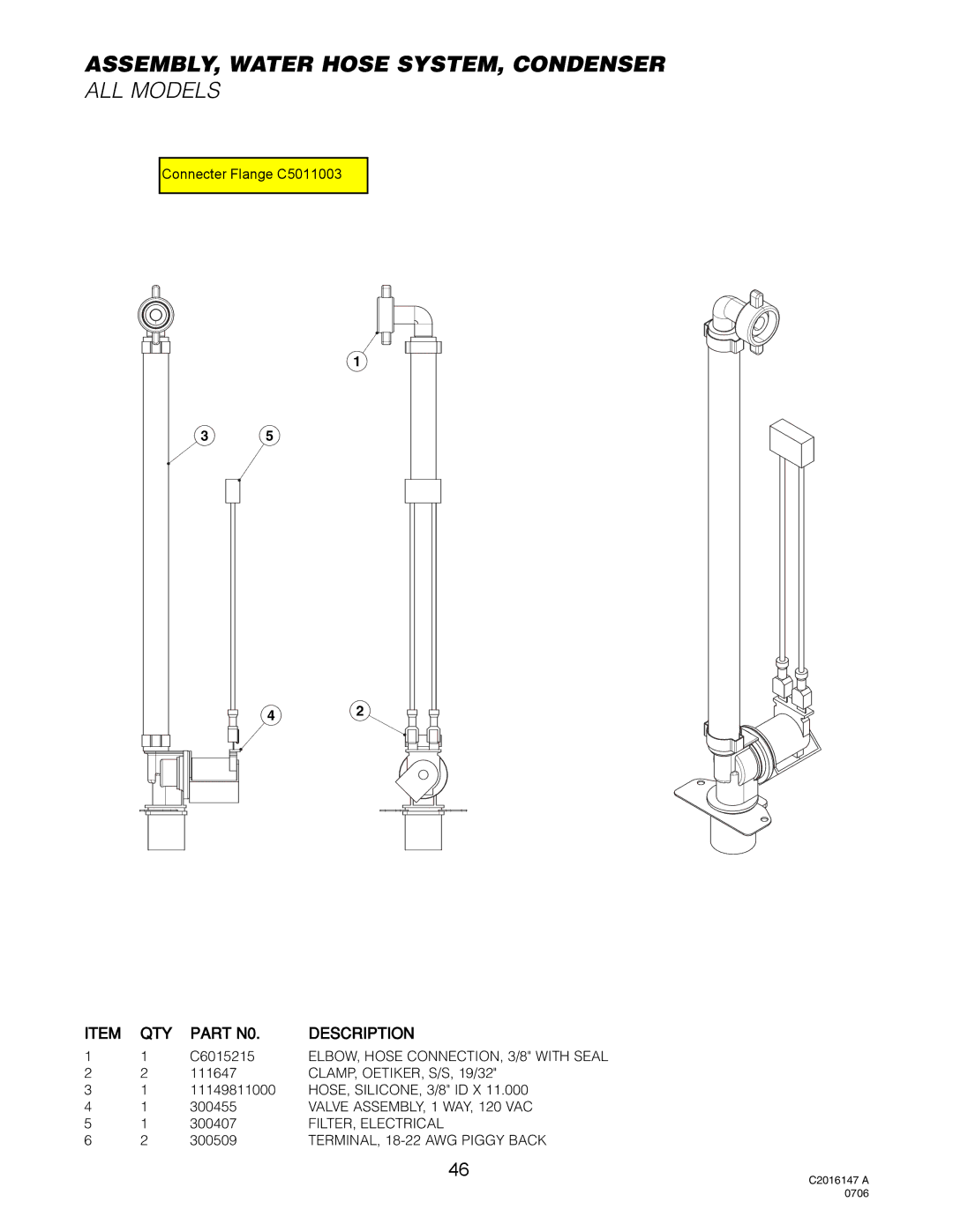 Cleveland Range OGS-10.10, OGB-6.20, OGS-6.20, OGB-10.10 manual ASSEMBLY, Water Hose SYSTEM, Condenser 