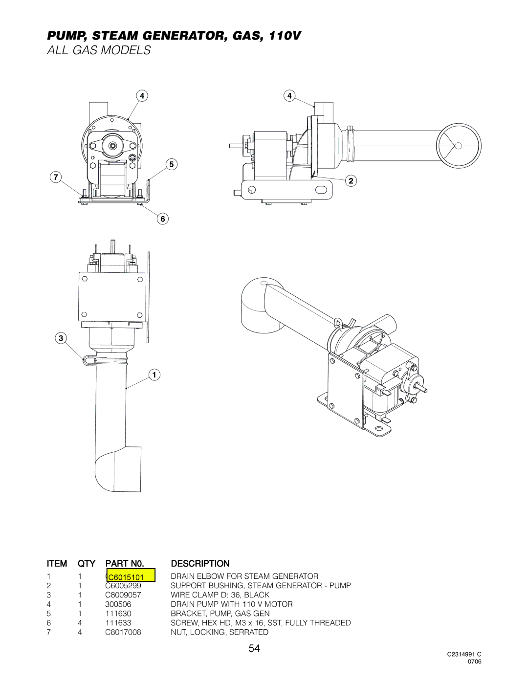 Cleveland Range OGS-10.10, OGB-6.20, OGS-6.20, OGB-10.10 manual PUMP, Steam GENERATOR, GAS, ALL GAS Models 