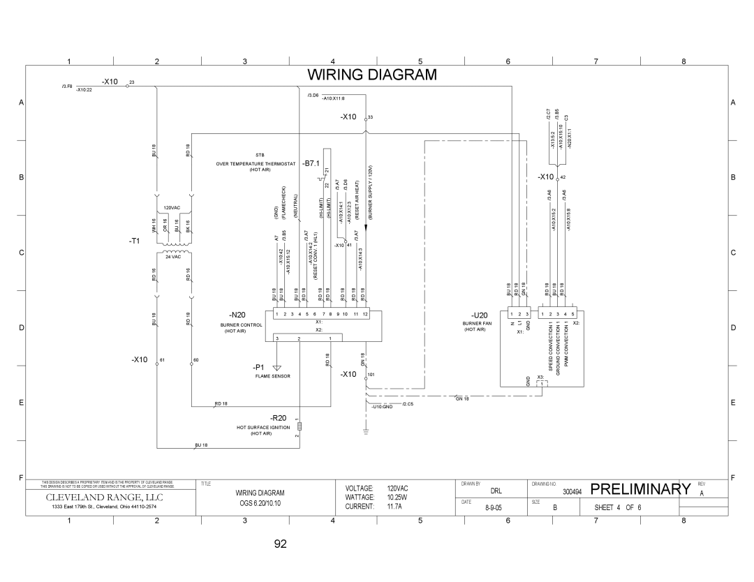 Cleveland Range OGB-10.10, OGB-6.20, OGS-6.20, OGS-10.10 manual Preliminary 