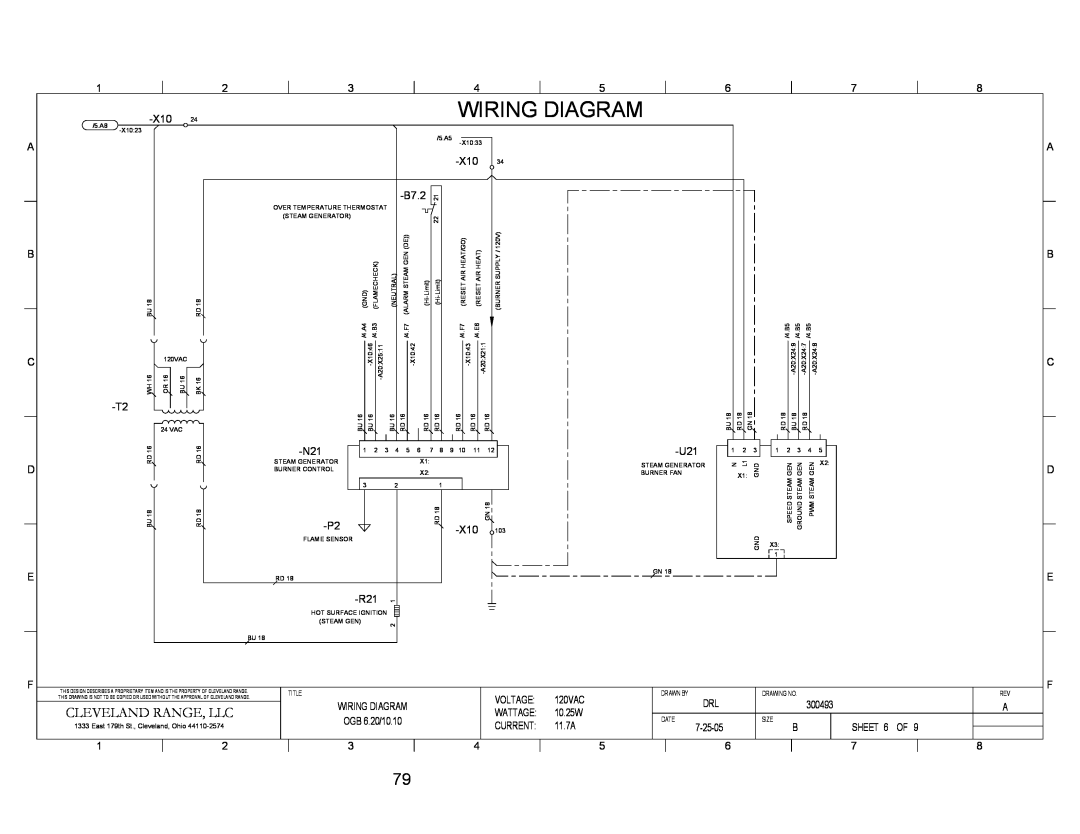 Cleveland Range OGS-10.10, OGB-6.20, OGS-6.20, OGB-10.10 manual Wiring Diagram, Cleveland Range, Llc, Alarm 