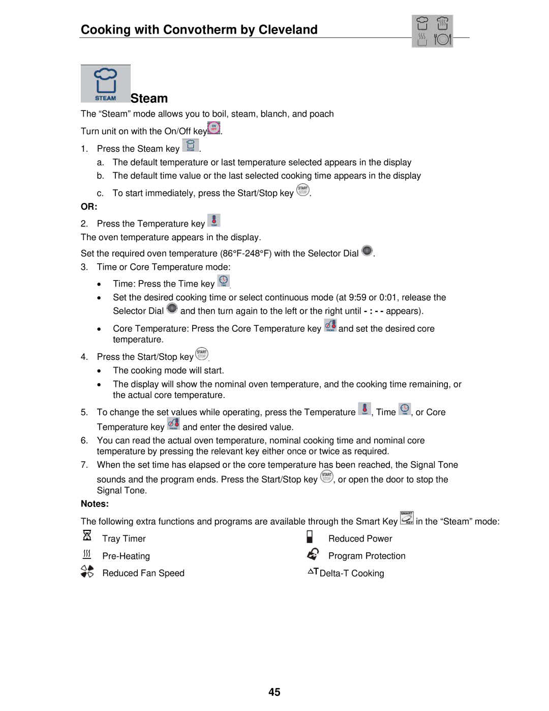 Cleveland Range OVEN STEAMER manual Cooking with Convotherm by Cleveland Steam 