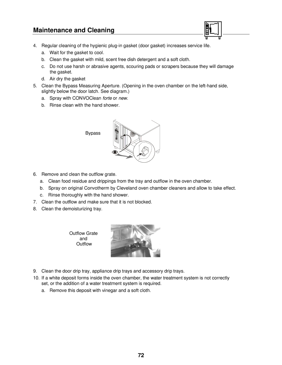 Cleveland Range OVEN STEAMER manual Maintenance and Cleaning 