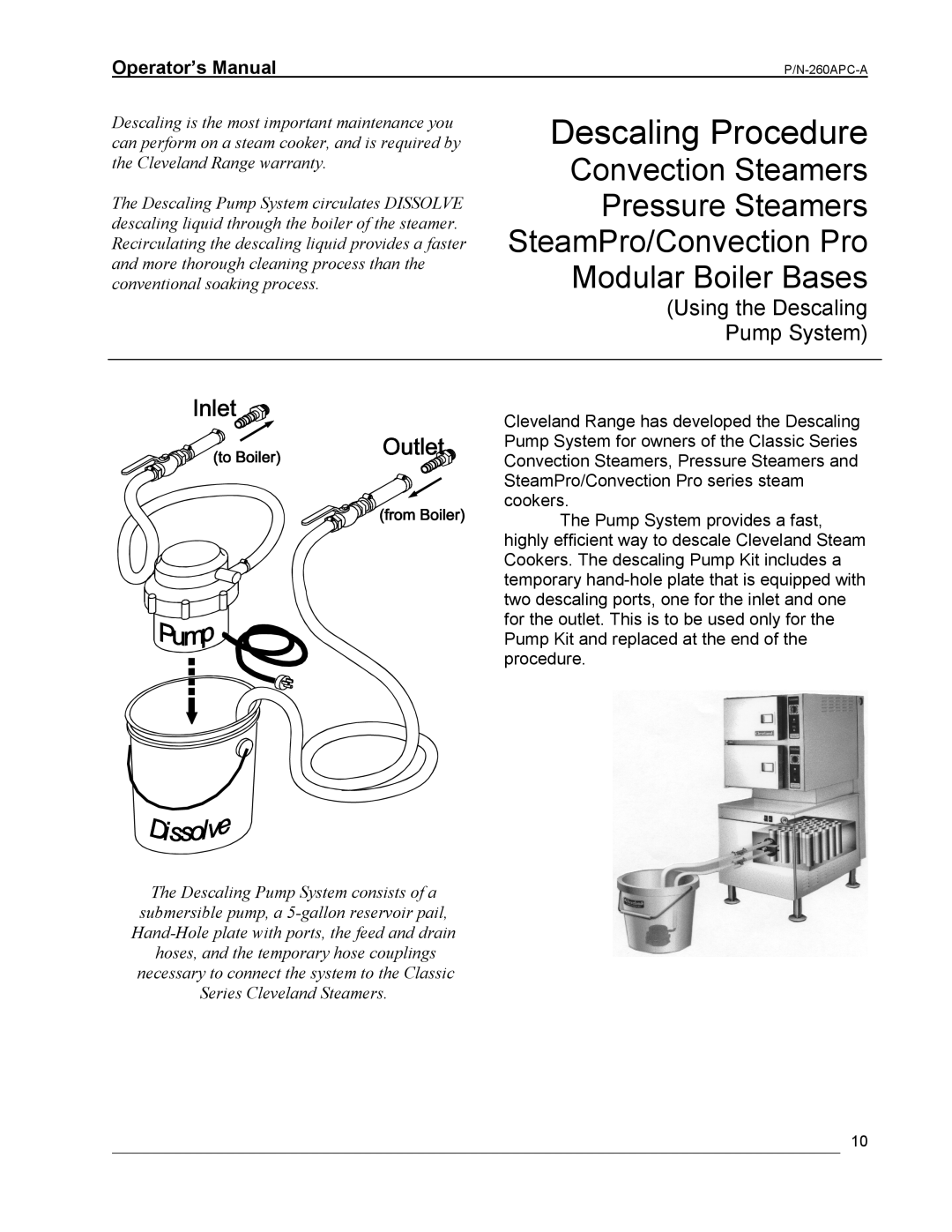 Cleveland Range PGM, PEM, PDM, PSM, PDL-2/3 manual Descaling Procedure 