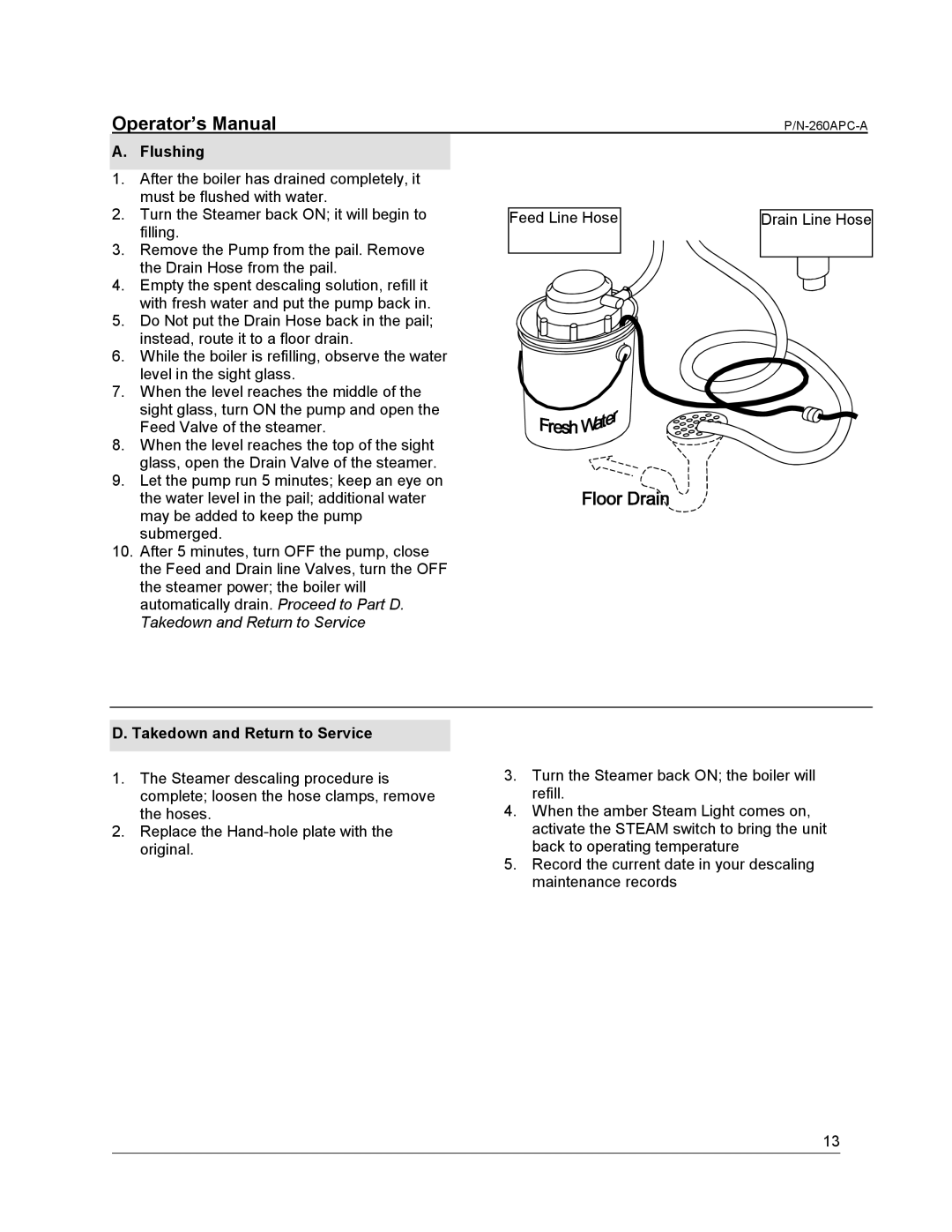 Cleveland Range PSM, PGM, PEM, PDM, PDL-2/3 manual Flushing 