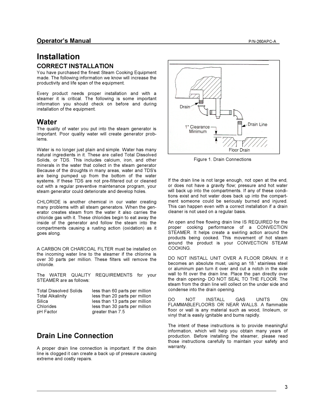 Cleveland Range PSM, PGM, PEM, PDM, PDL-2/3 manual Operator’s Manual, Correct Installation 