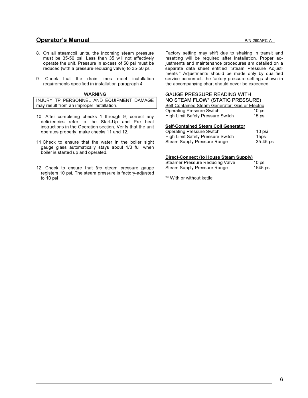 Cleveland Range PEM, PGM, PDM, PSM, PDL-2/3 manual Self-Contained Steam Coil Generator 