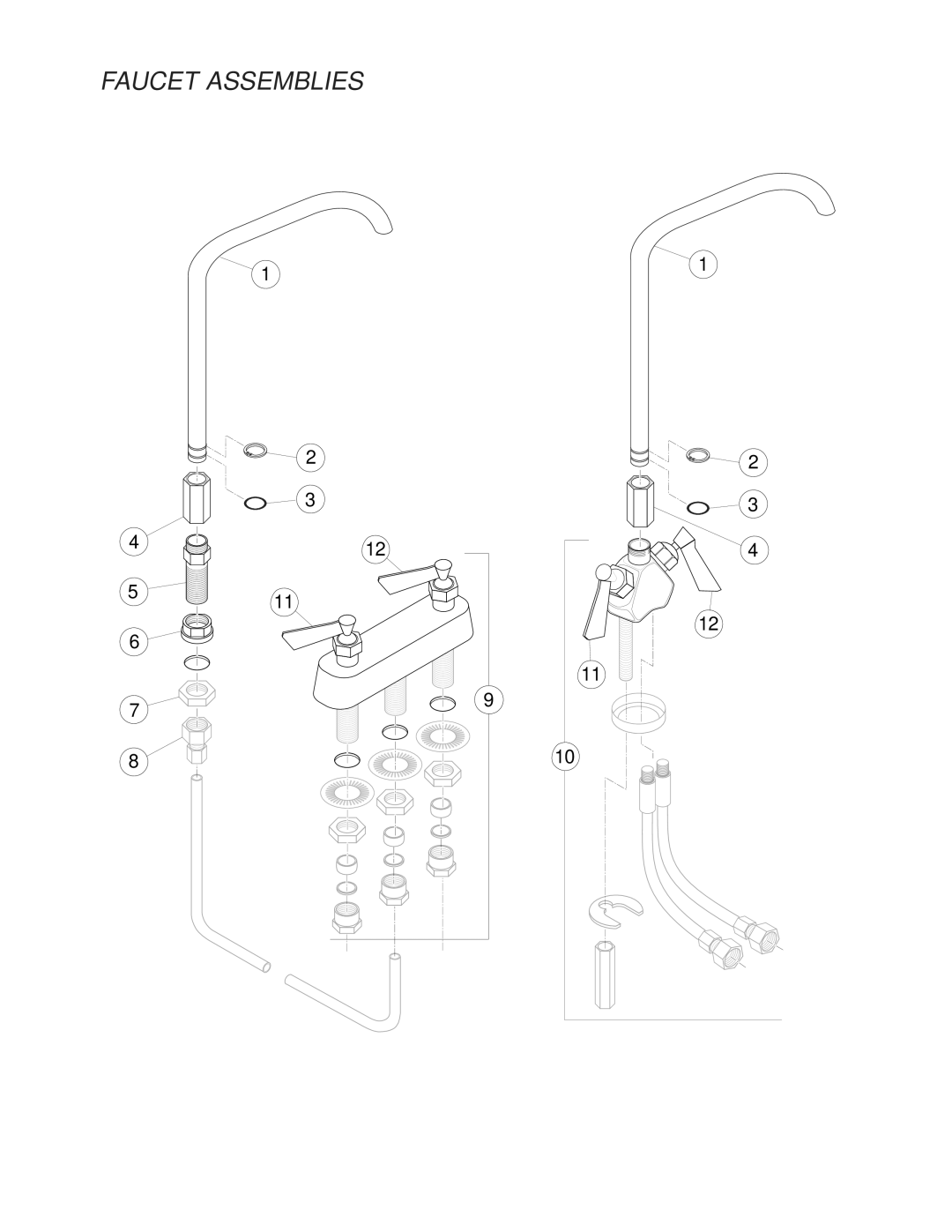 Cleveland Range SD-1600-K1220, SD-1200-K 612, SD-1600-K 620, SD-760- K20, SD-1600-K1212, SD-1600-K2020 manual Faucet Assemblies 