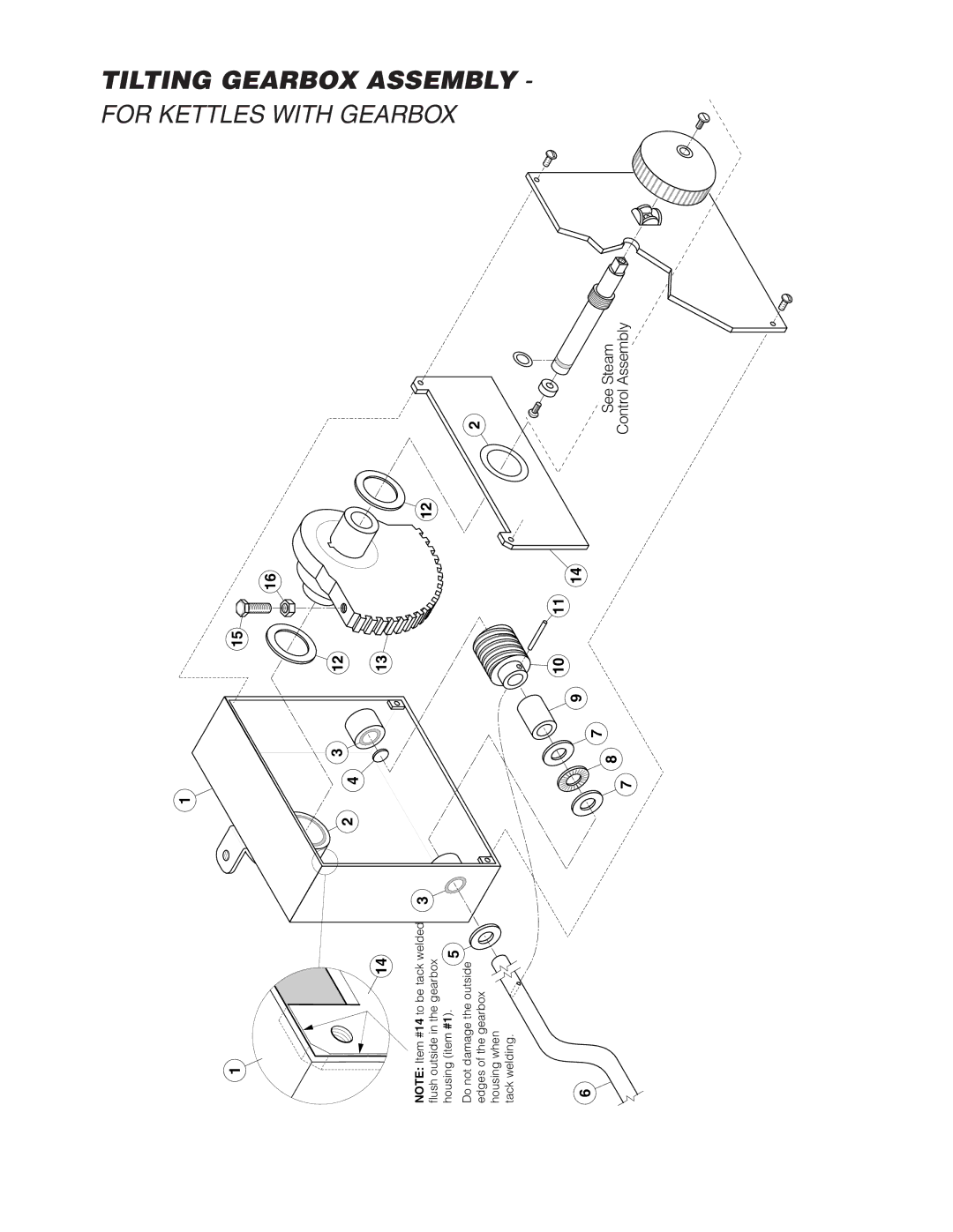 Cleveland Range SD-760- K20, SD-1200-K 612, SD-1600-K 620, SD-1600-K1212 For Kettles with Gearbox Tilting Gearboxassembly 