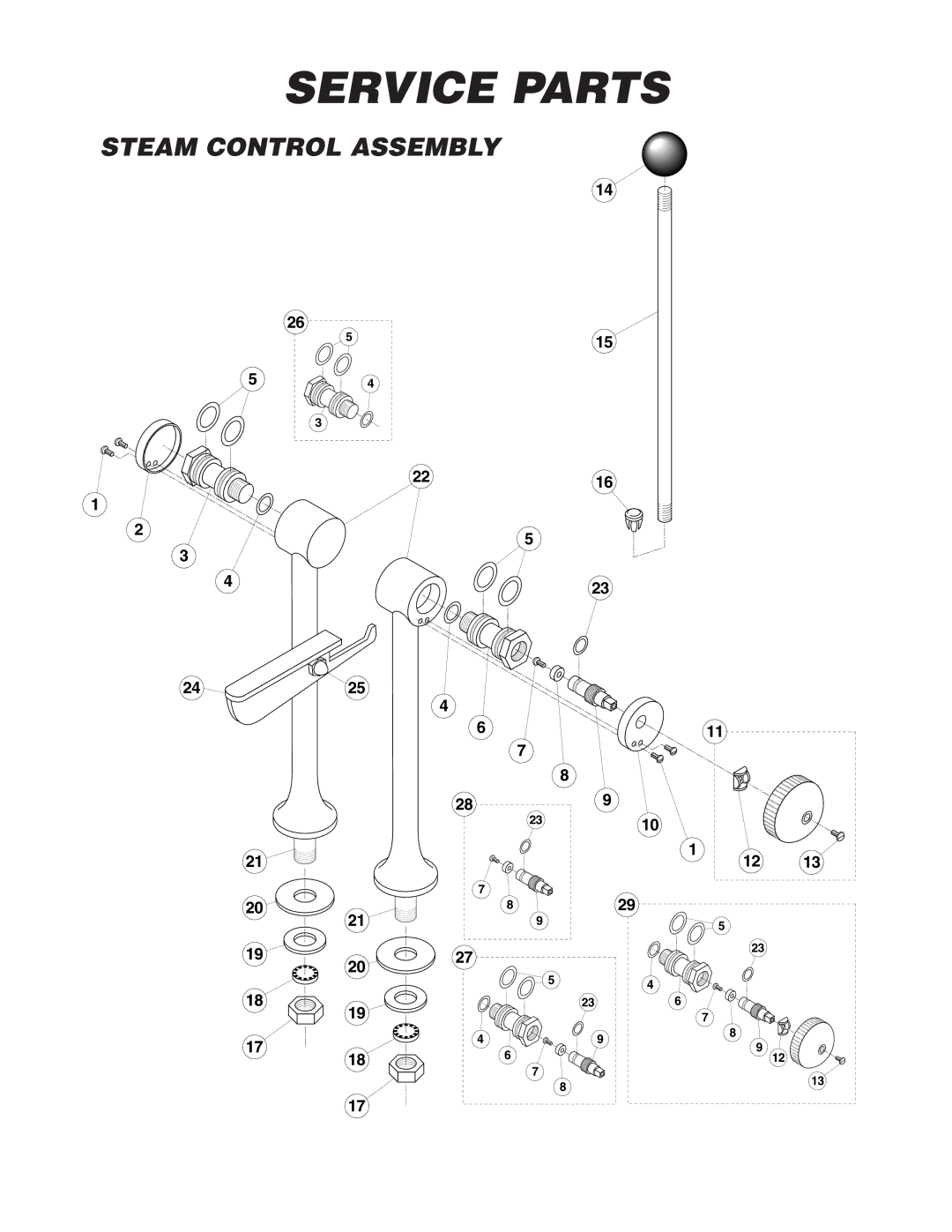 Cleveland Range SD-1600-K 620, SD-1200-K 612, SD-760- K20, SD-1600-K1212, SD-1600-K2020 Service Parts, Steam Control Assembly 