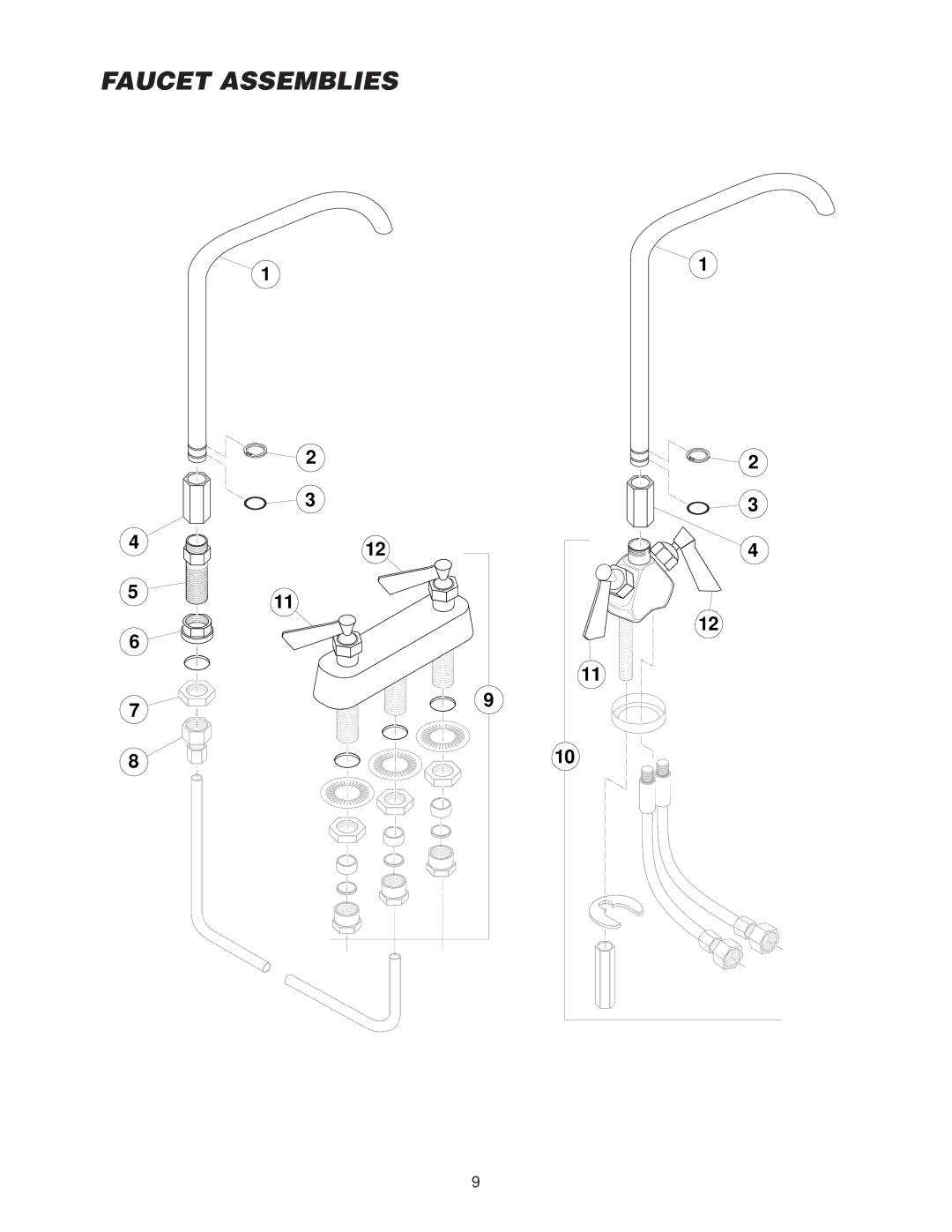 Cleveland Range SD- 760, SD-760- K12, SD-760-K20, SD-1600-K 12 12, SD- 650, SD-1600-K 12 20, SD- 450, SD-1050 Faucet Assemblies 