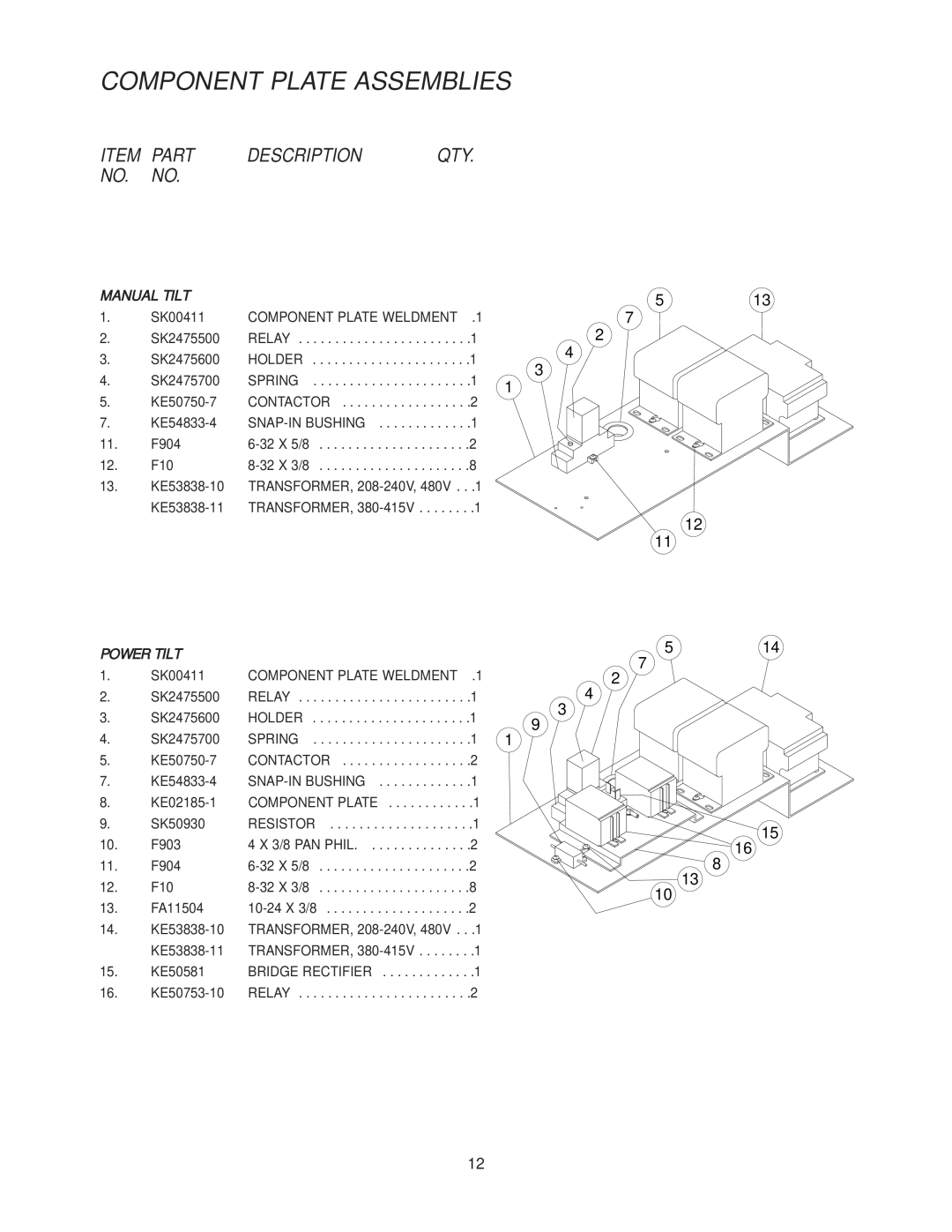 Cleveland Range SEL-40-T1, SEL-30-T1 manual Component Plate Assemblies, Resistor 