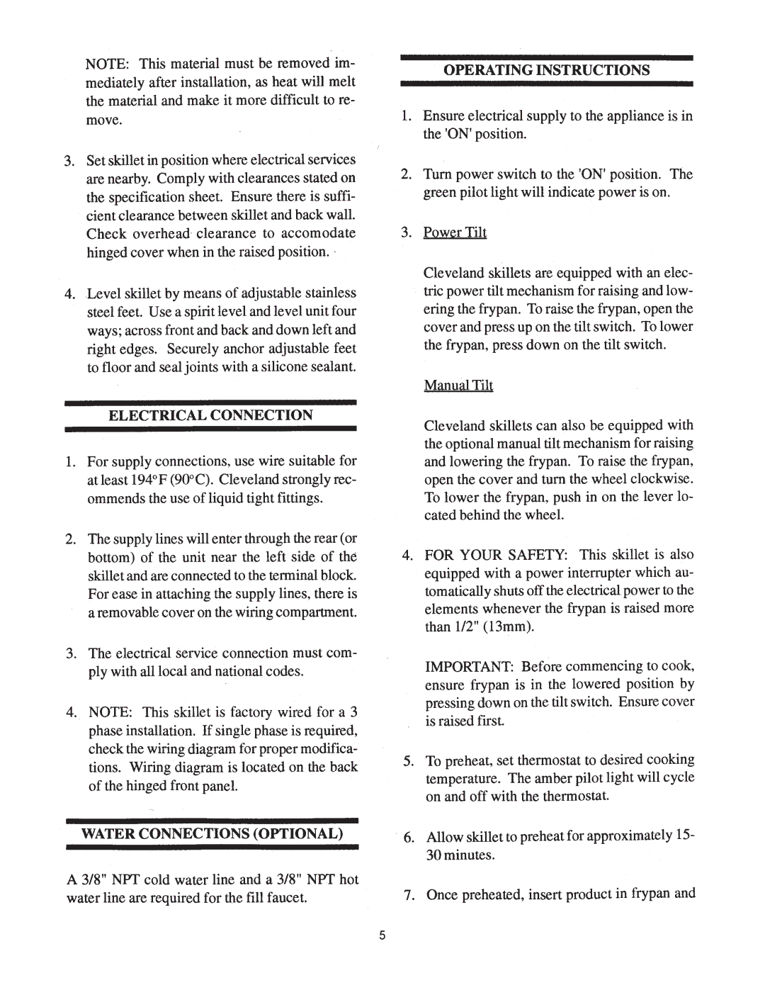 Cleveland Range SEM-30-TR, SEL-40-TR, SEL-30-TR, SEM-40-TR manual 