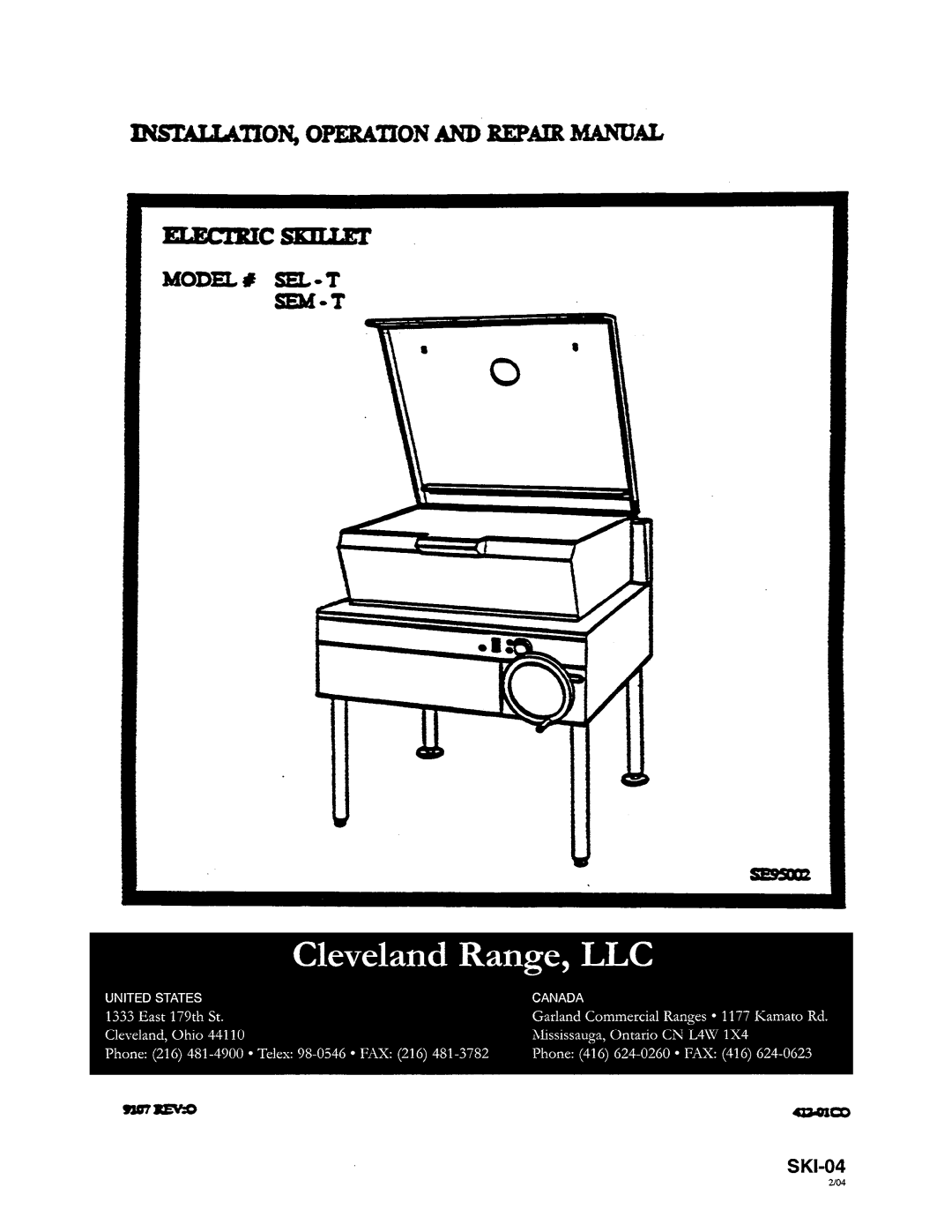Cleveland Range SEM-T, SEL-T manual 