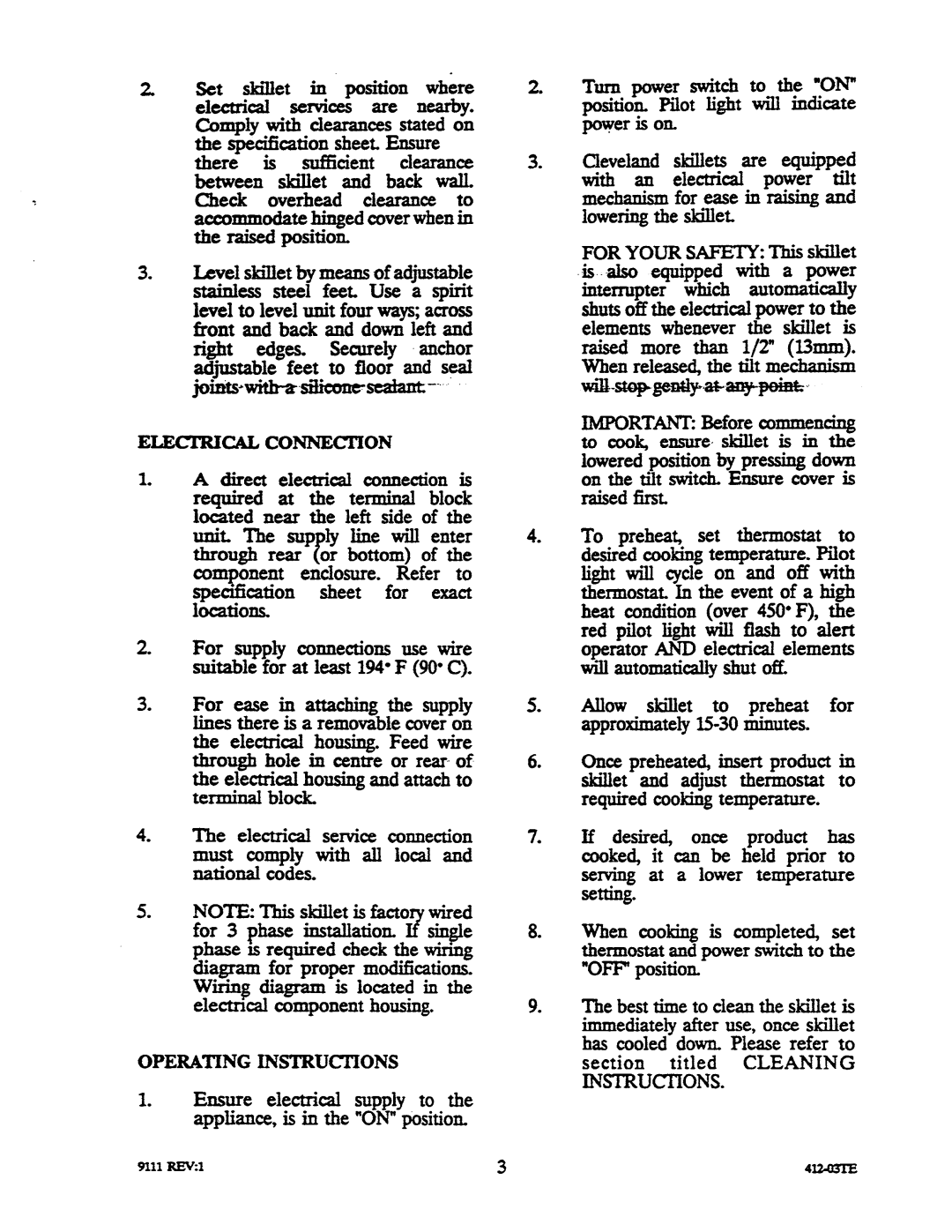 Cleveland Range SEM-T, SEL-T manual 