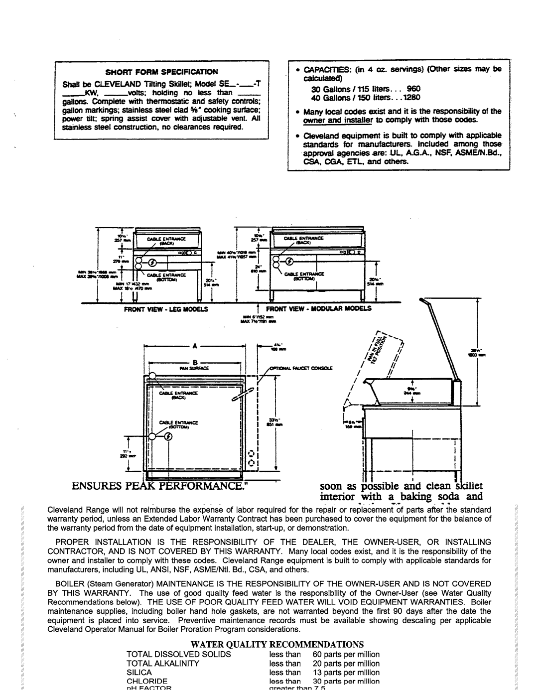 Cleveland Range SEM-T, SEL-T manual 