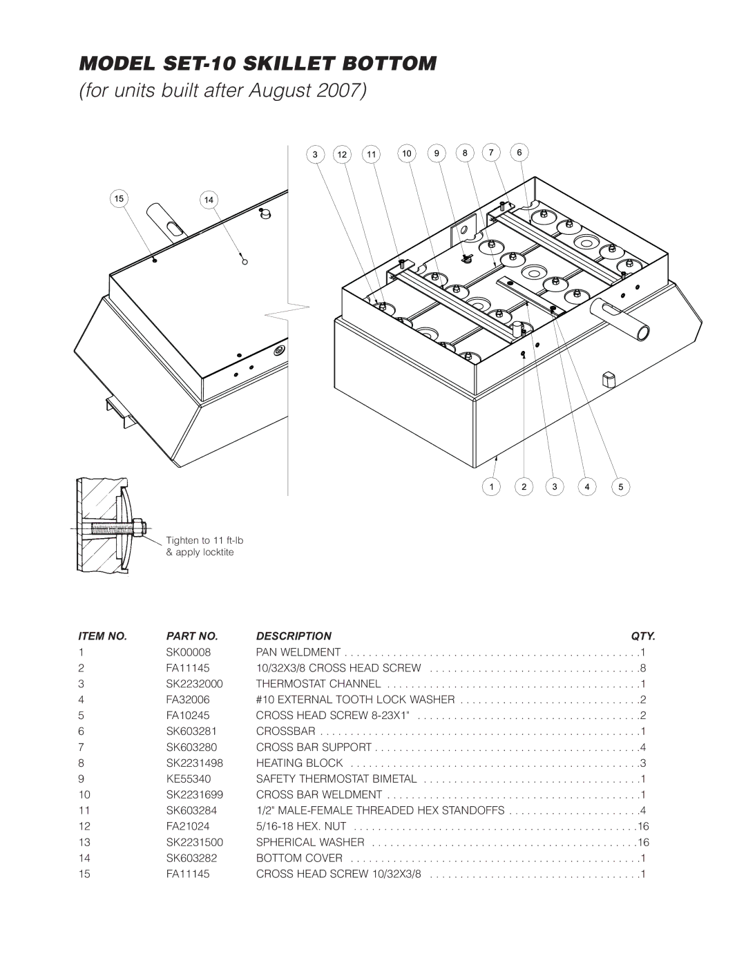 Cleveland Range SET-10, SET-15 manual For units built after August 