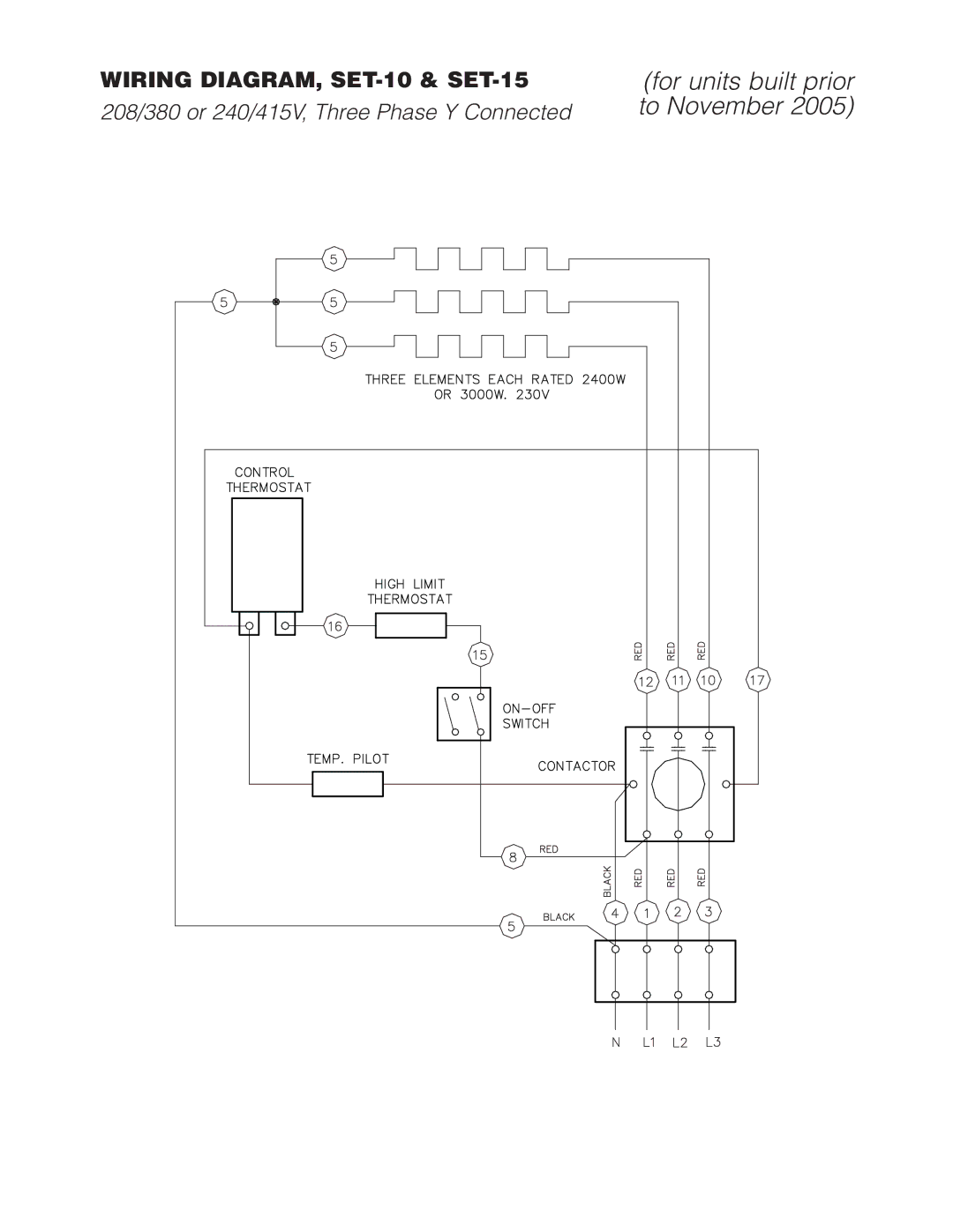 Cleveland Range SET-15, SET-10 manual 208/380 or 240/415V, Three Phase Y Connected 