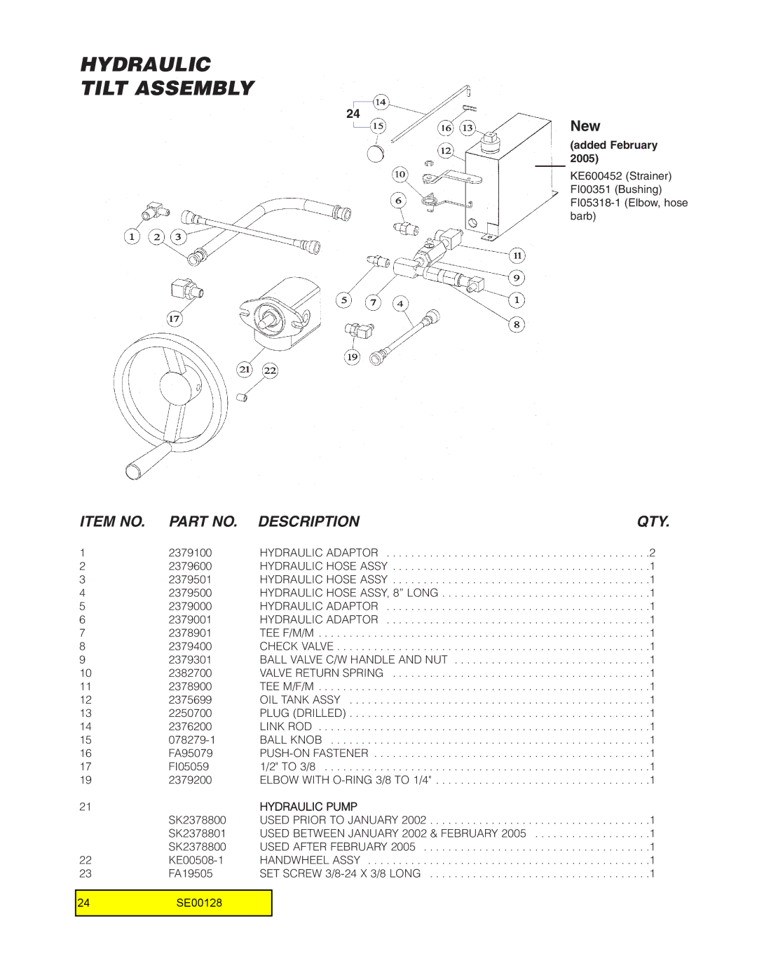 Cleveland Range SGM-30-TR, SGL-30-TR, SGL-40-TR, SGM-40-TR manual Hydraulic Tilt Assembly 