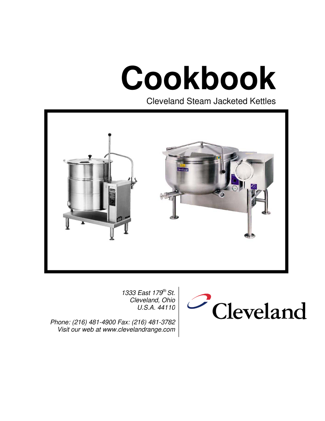 Cleveland Range Steam Jacketed Kettle manual Cookbook 