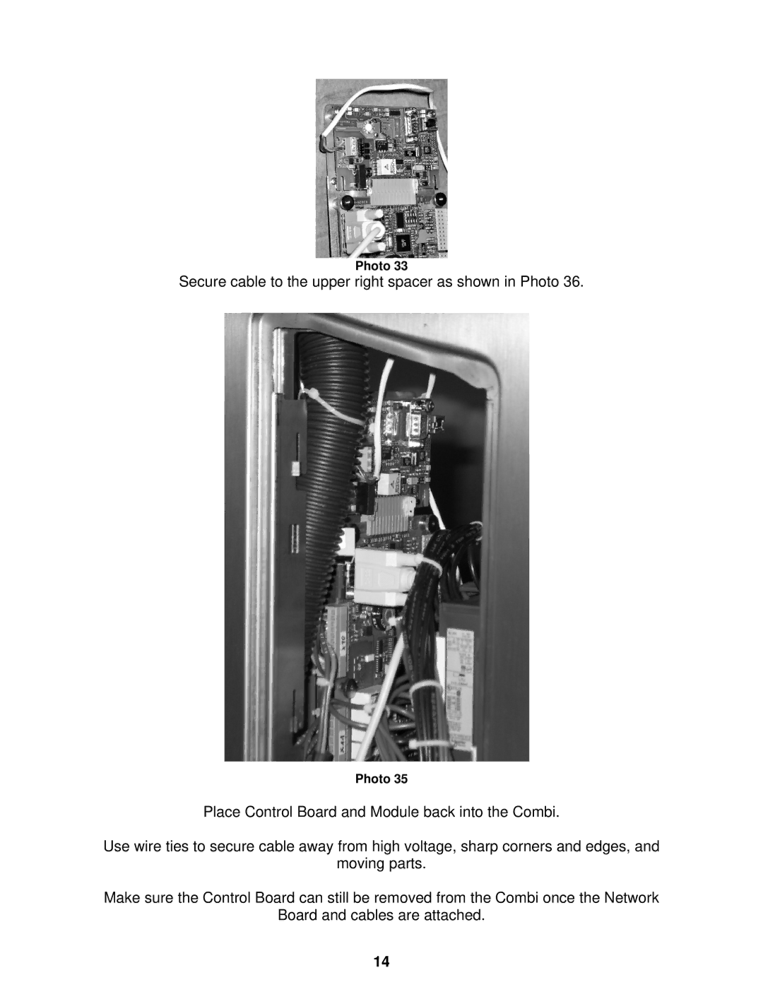 Cleveland Range Steam Oven installation manual Secure cable to the upper right spacer as shown in Photo 