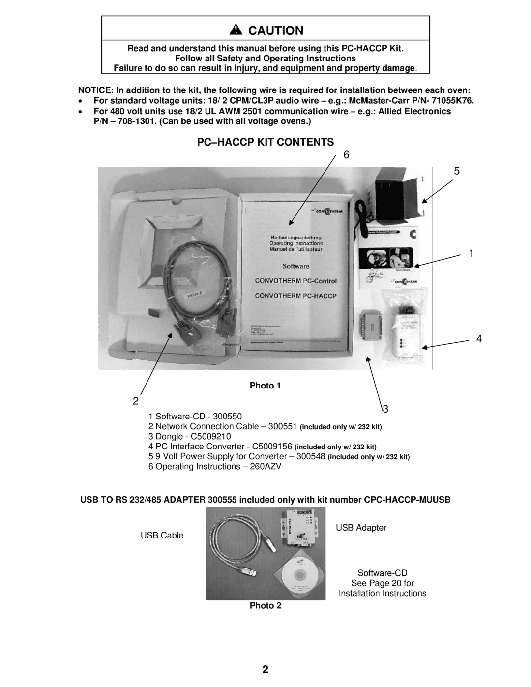 Cleveland Range Steam Oven installation manual PC-HACCP KIT Contents 