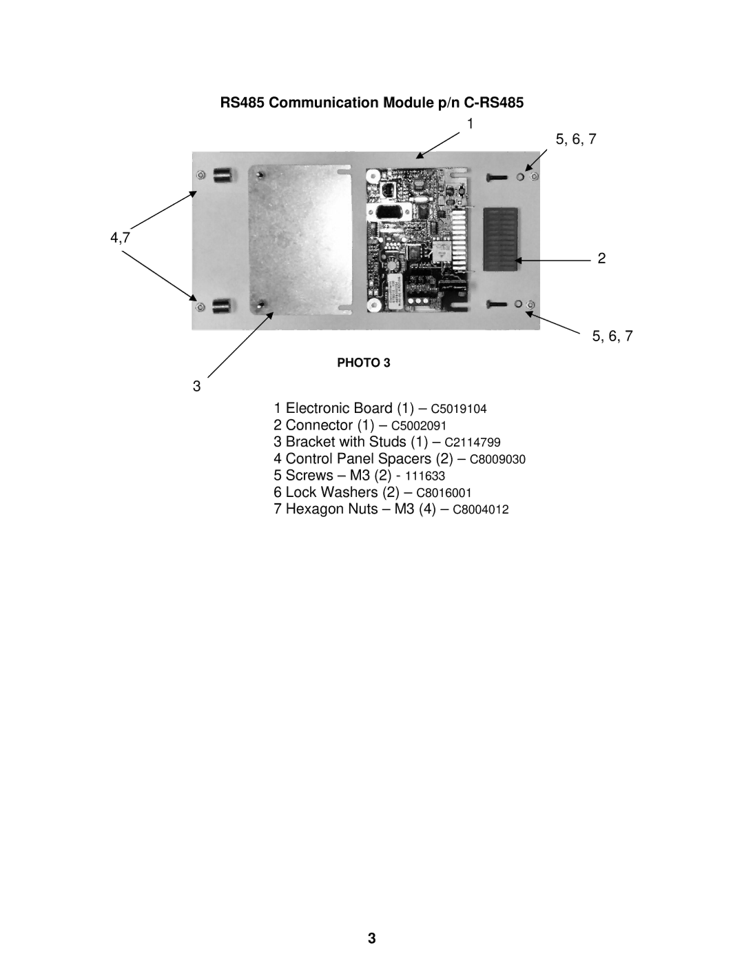 Cleveland Range Steam Oven installation manual RS485 Communication Module p/n C-RS485 