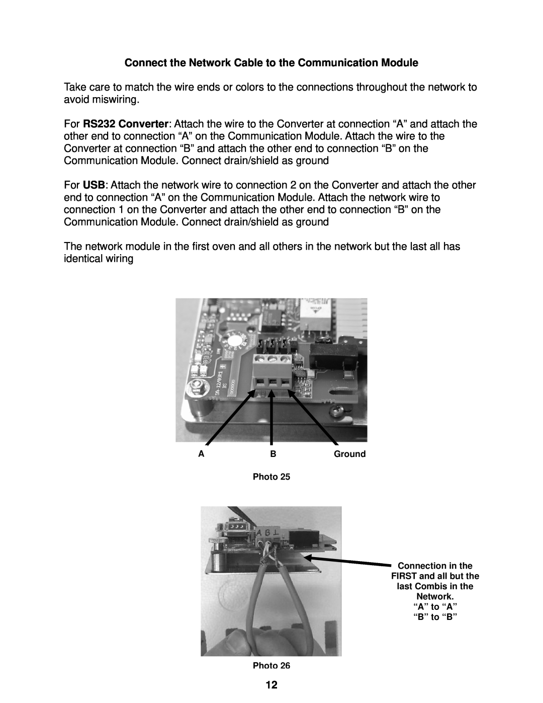 Cleveland Range Steam Oven installation manual Connect the Network Cable to the Communication Module 