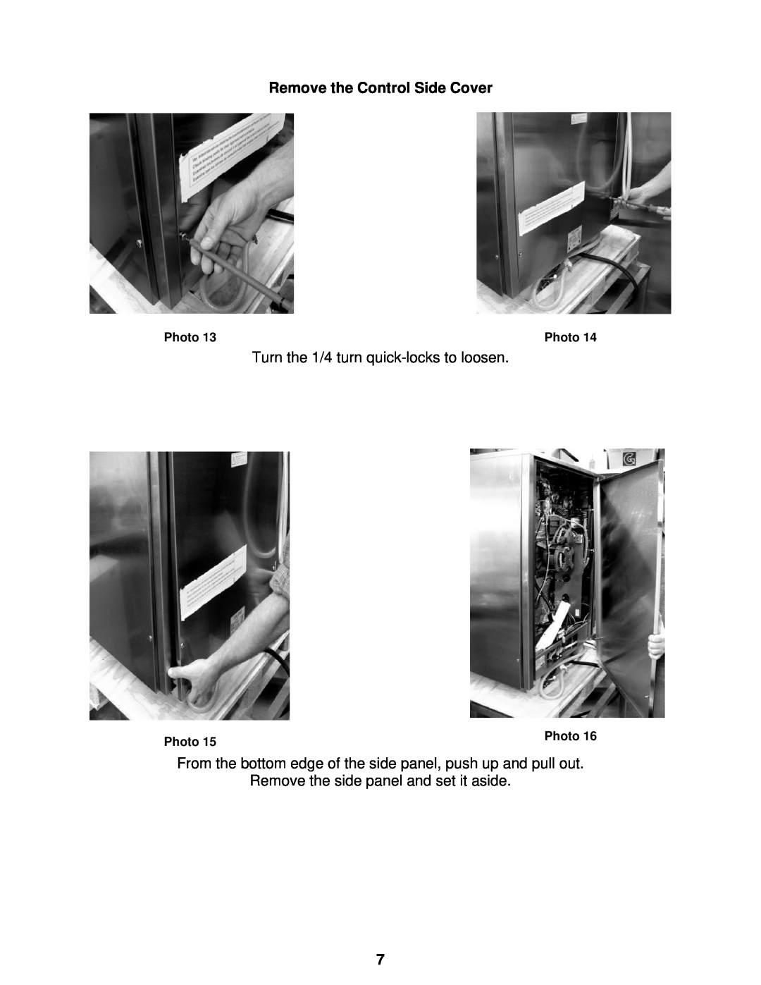 Cleveland Range Steam Oven Remove the Control Side Cover, Turn the 1/4 turn quick-locks to loosen, Photo 