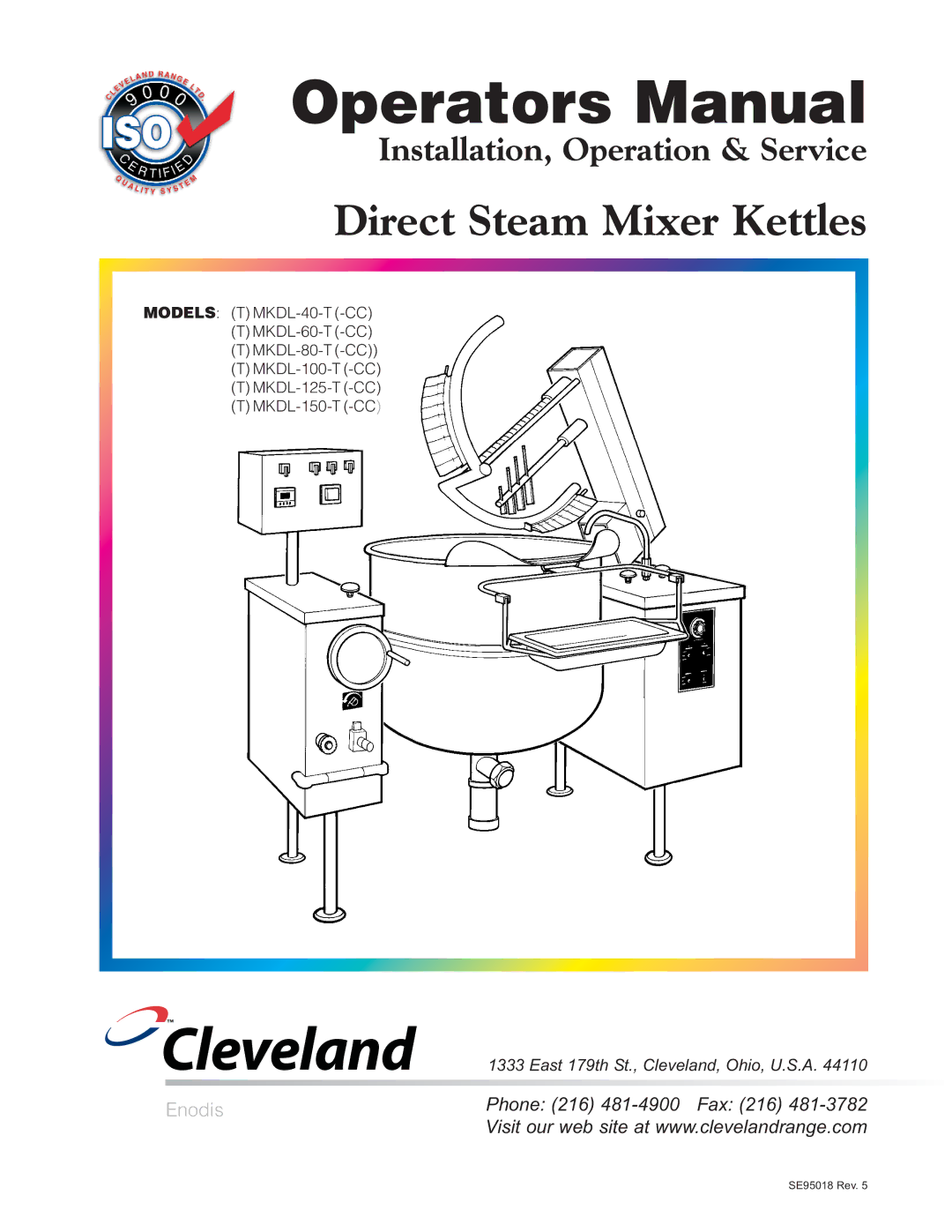 Cleveland Range (T) MKDL-100-T (-CC), (T) MKDL-125-T (-CC), (T) MKDL-40-T (-CC), (T) MKDL-60-T (-CC) manual Operators Manual 