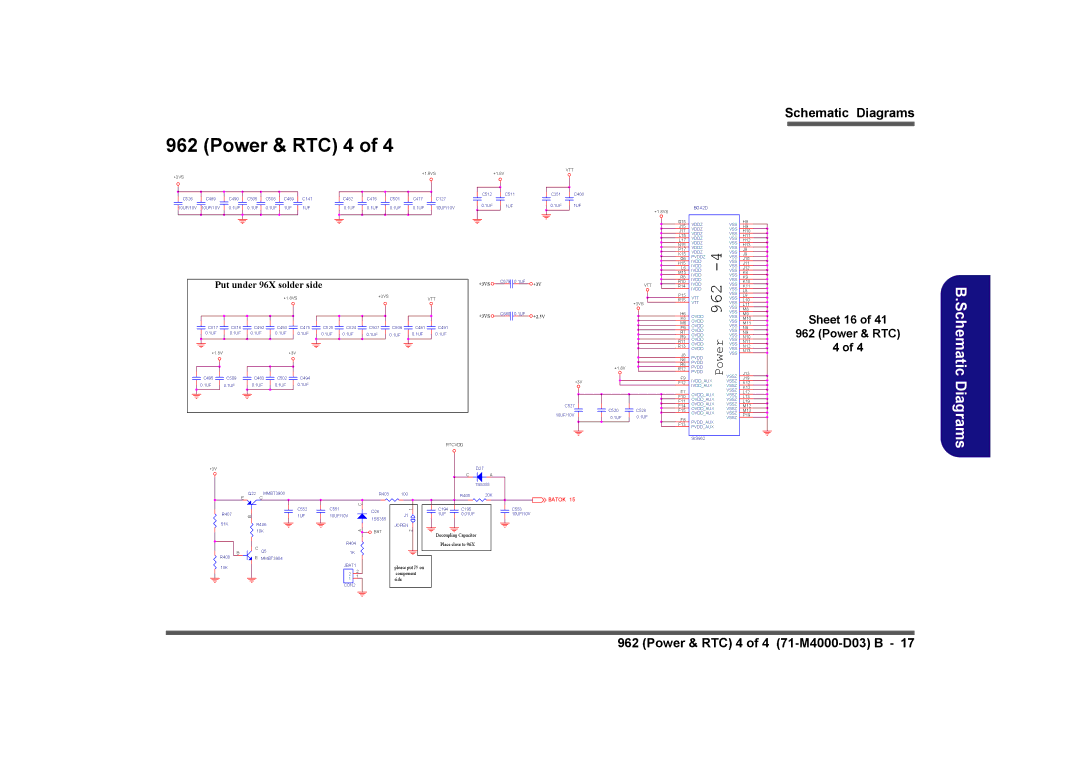 Clevo D410E manual Power & RTC 4, Sheet 16 Power & RTC 