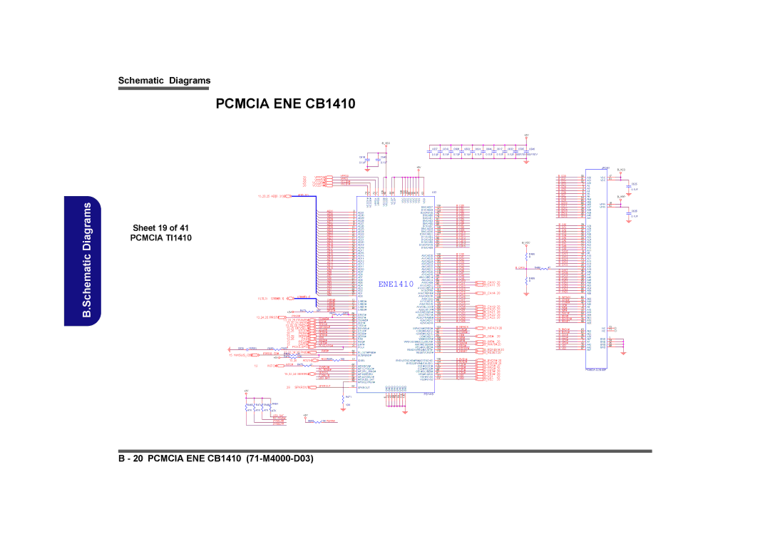 Clevo D410E manual Sheet 19 of 41 Pcmcia TI1410 