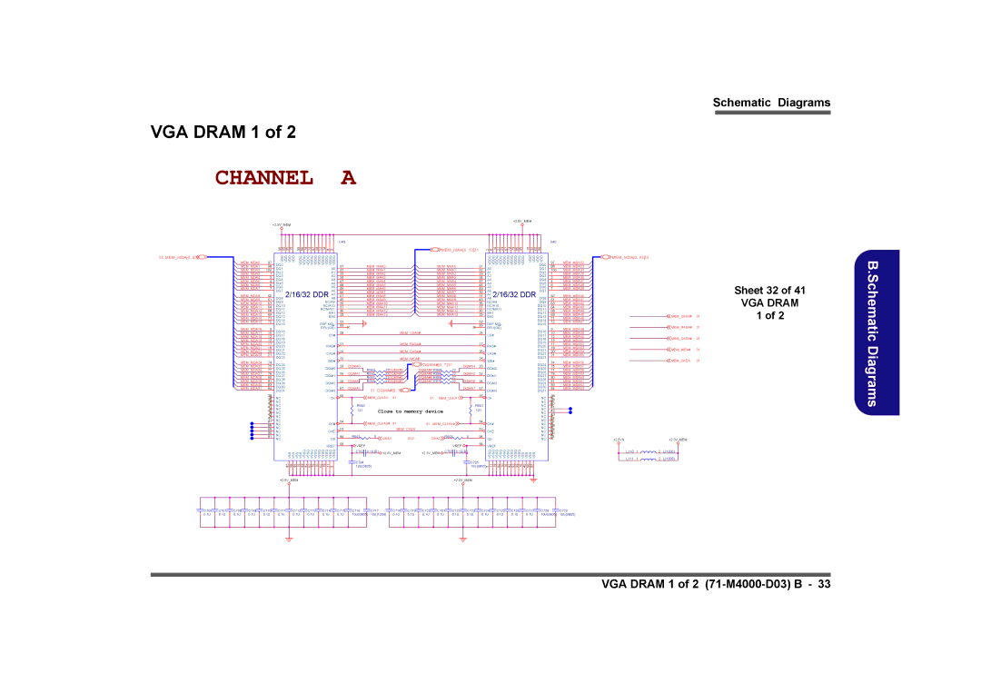 Clevo D410E manual VGA Dram 1, Sheet 32 