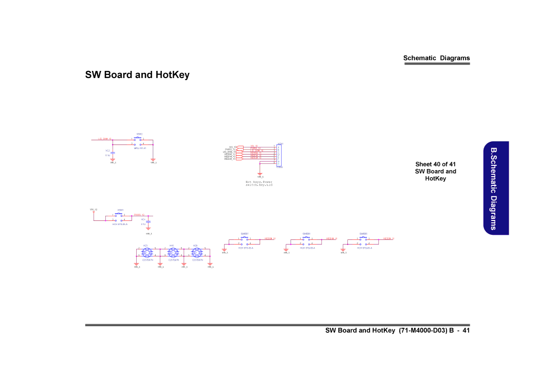 Clevo D410E manual SW Board and HotKey, Sheet 40 SW Board HotKey, PWRS10 