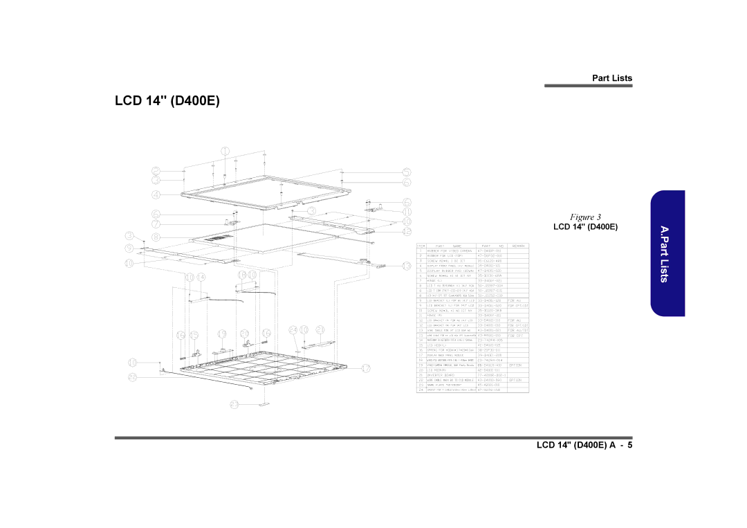 Clevo D410E manual LCD 14 D400E 