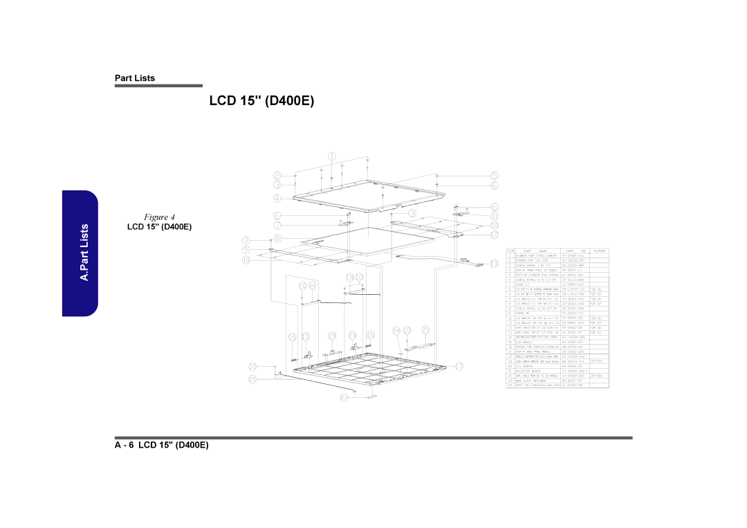 Clevo D410E manual LCD 15 D400E 