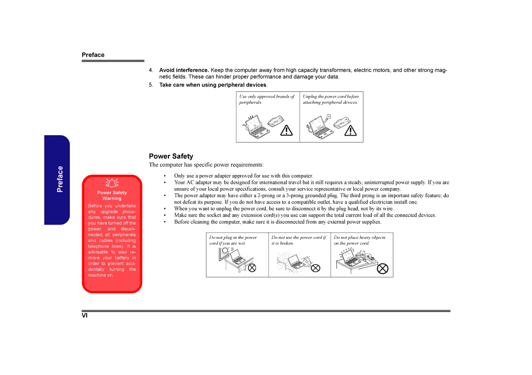 Clevo D410E manual Power Safety 