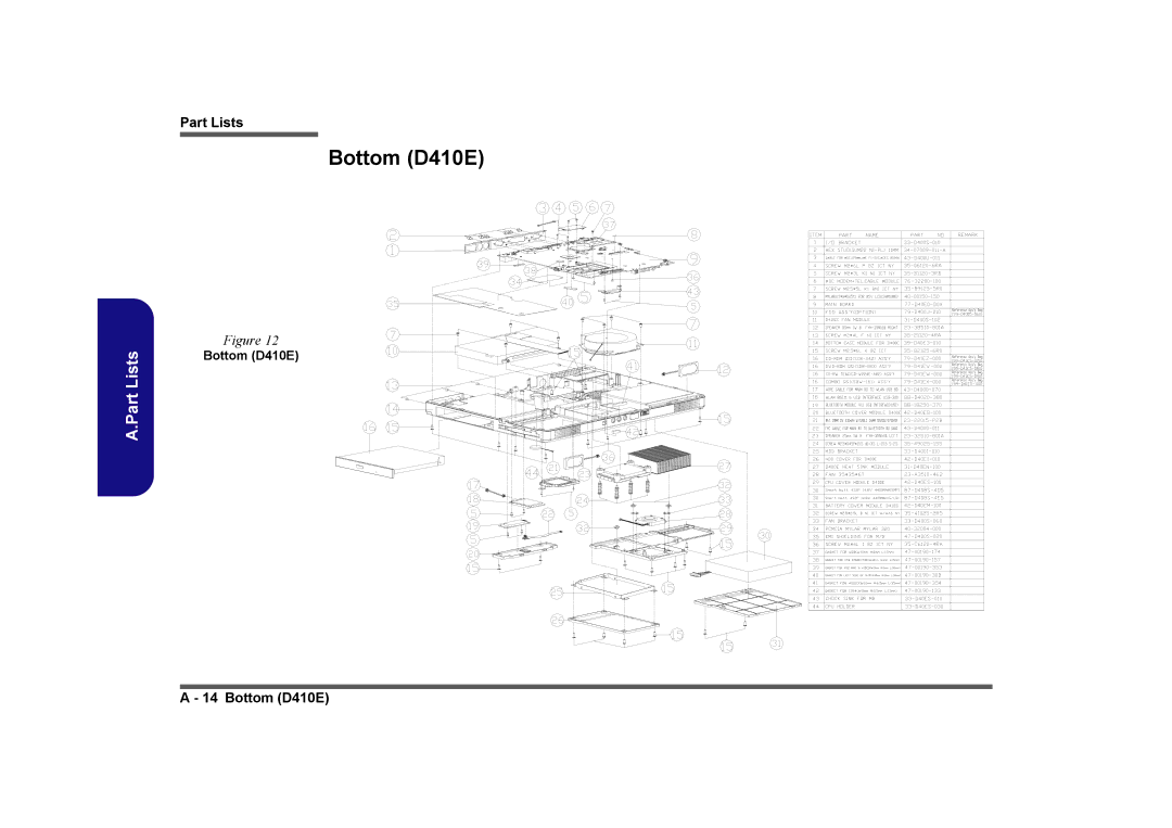 Clevo manual Bottom D410E 