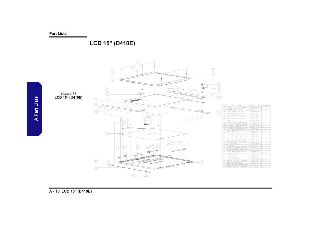 Clevo manual LCD 15 D410E 