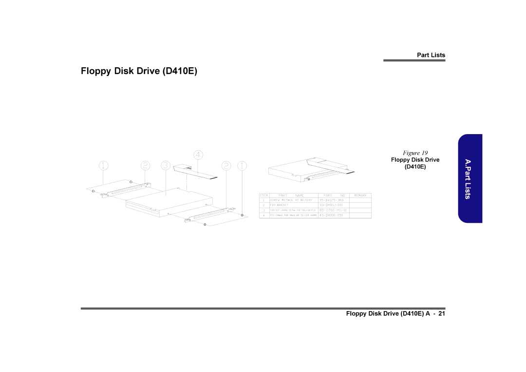 Clevo manual Floppy Disk Drive D410E 